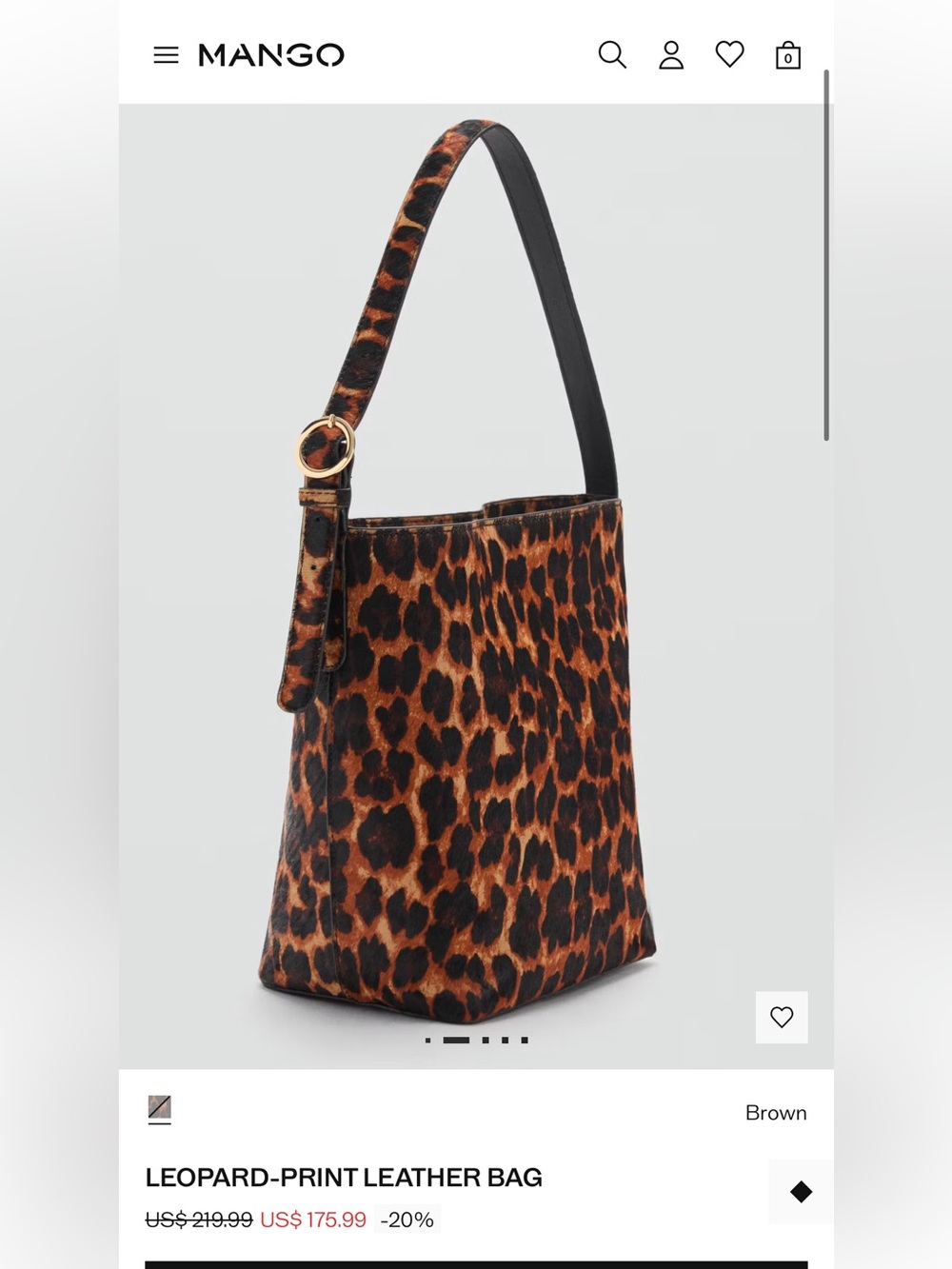 Mango Leopard-Print Shoulder Bag in Brown and Black